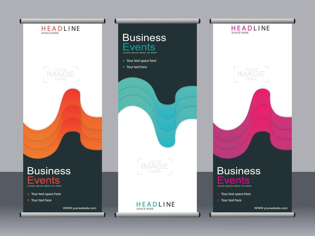 Business banner roll up set standee banner template. vector