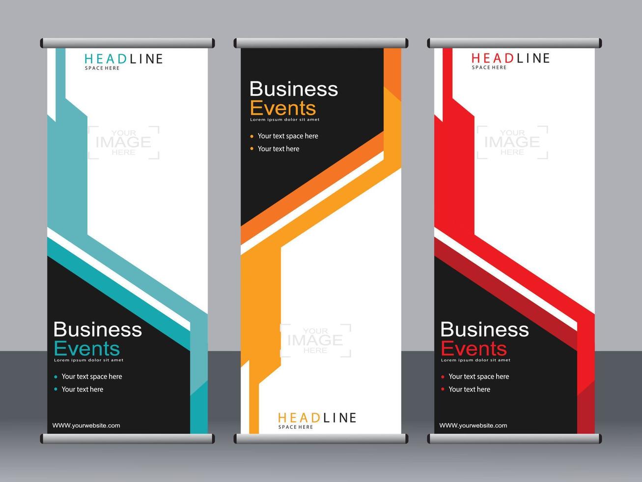 Business banner roll up set standee banner template. vector