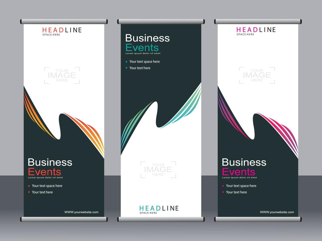 Business banner roll up set standee banner template. vector