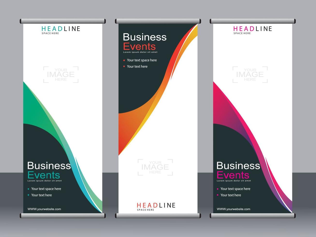 Business banner roll up set standee banner template. vector