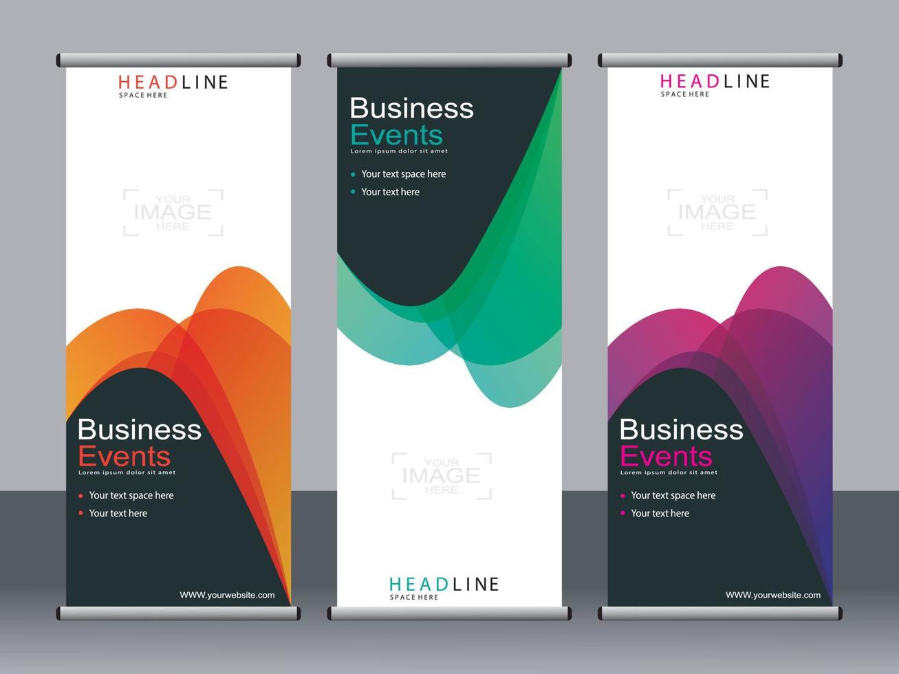 Business banner roll up set standee banner template. vector