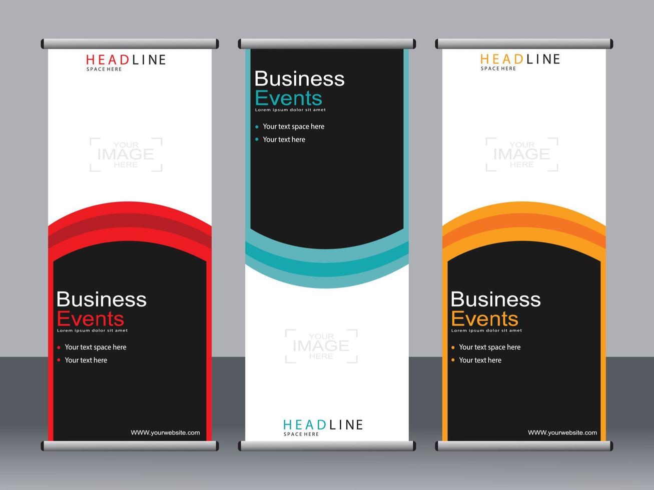 Business banner roll up set standee banner template. vector