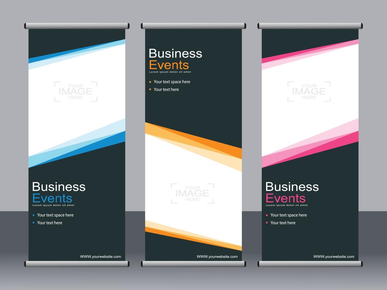 Business banner roll up set standee banner template. vector