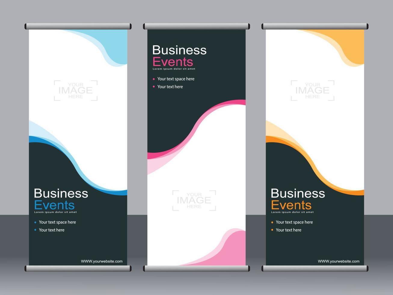 Business banner roll up set standee banner template. vector