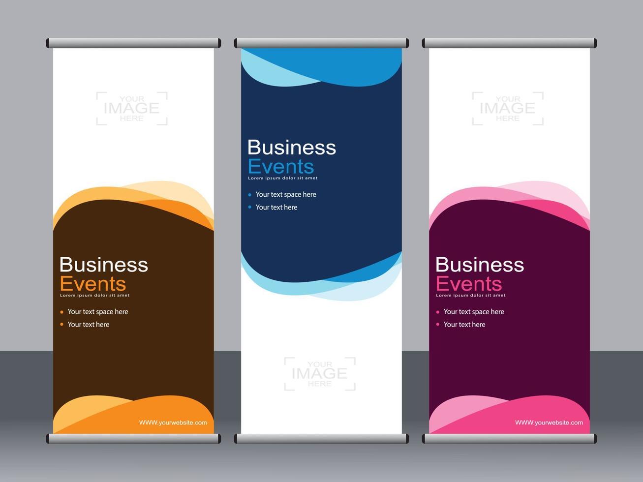 Business banner roll up set standee banner template. vector
