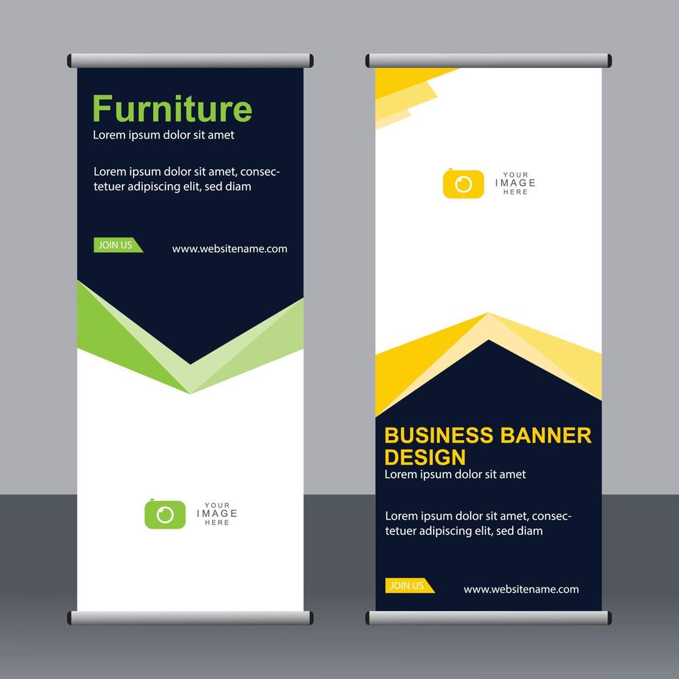 Business banner roll up set standee banner template. vector