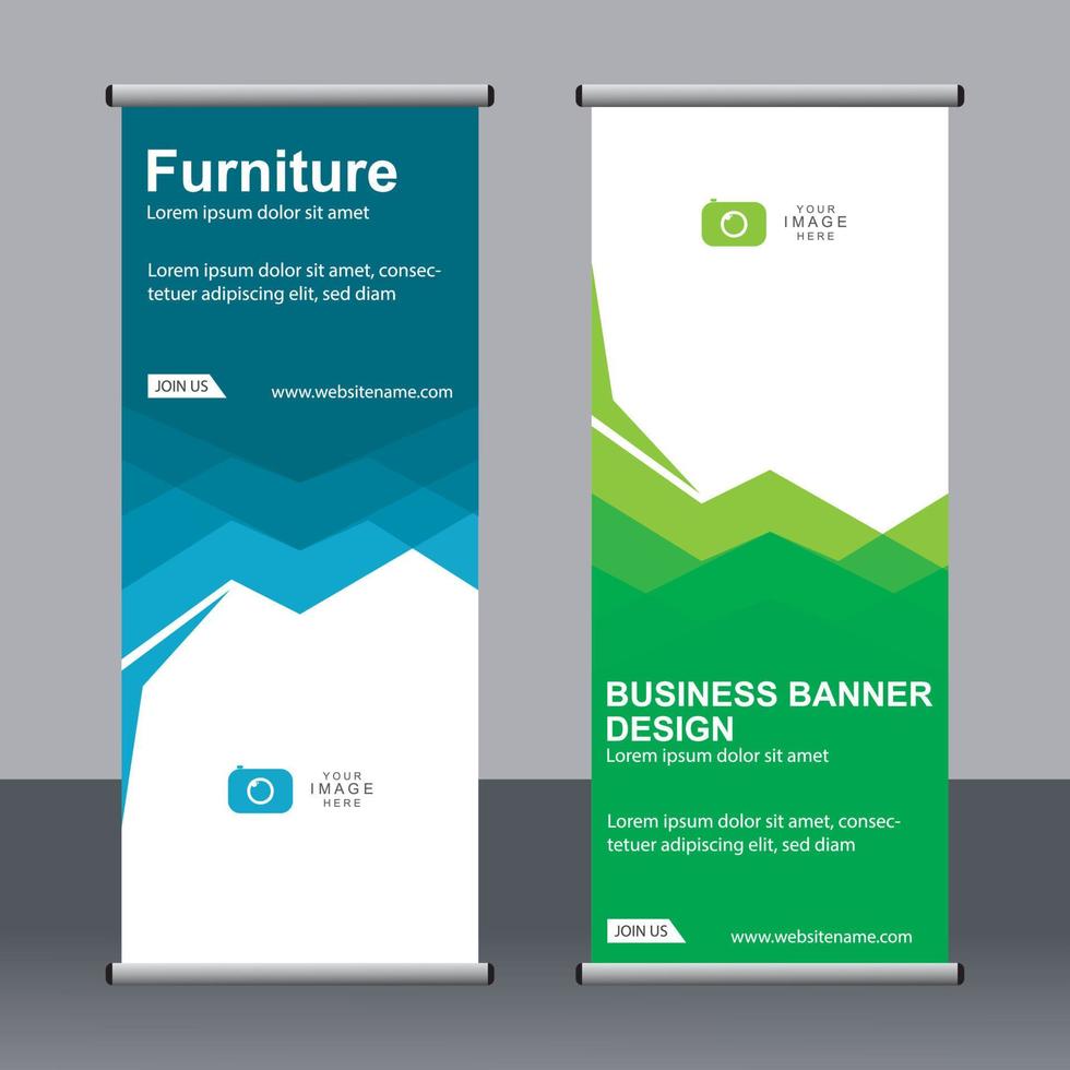 Business banner roll up set standee banner template. vector