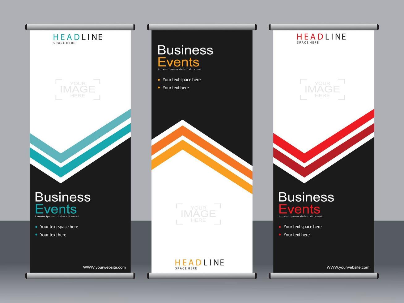 Business banner roll up set standee banner template. vector