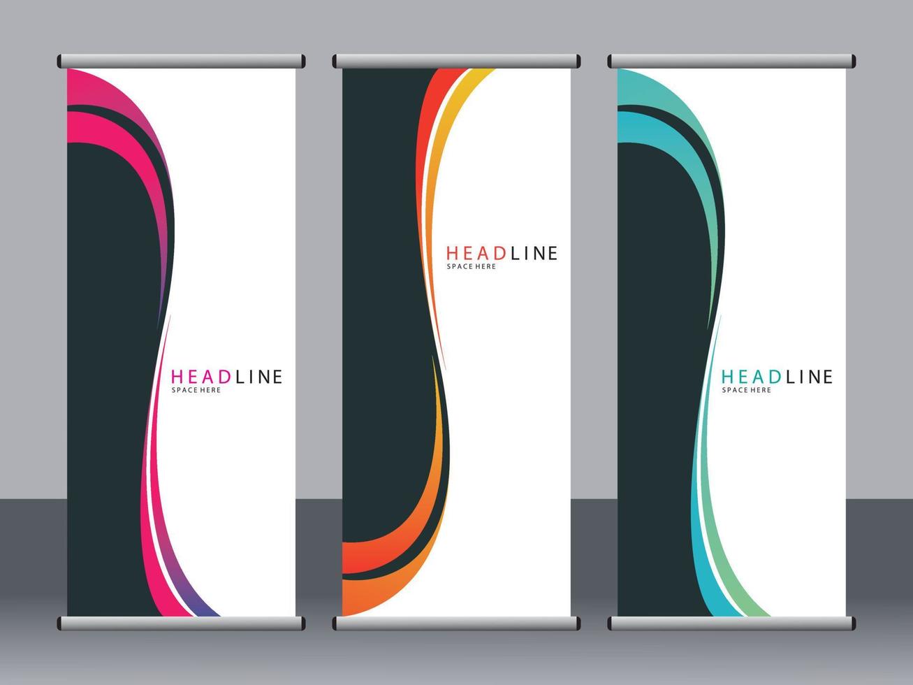Business banner roll up set standee banner template. vector