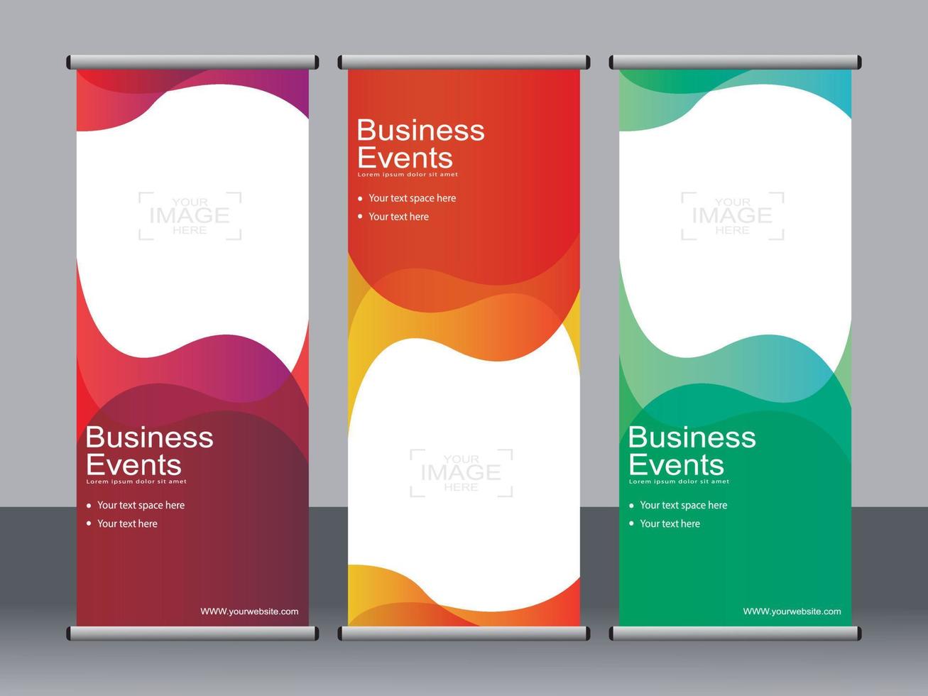 Business banner roll up set standee banner template. vector