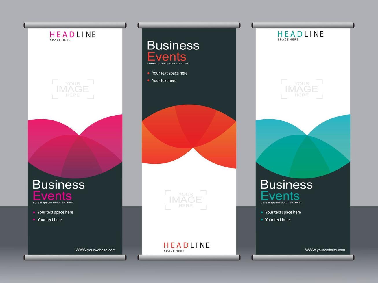 Business banner roll up set standee banner template. vector