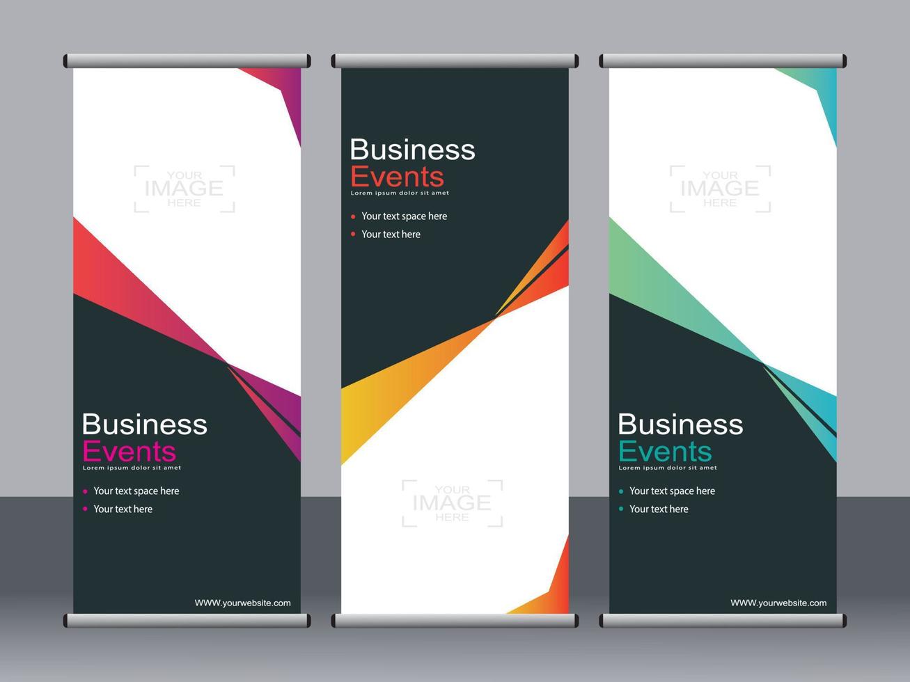 Business banner roll up set standee banner template. vector