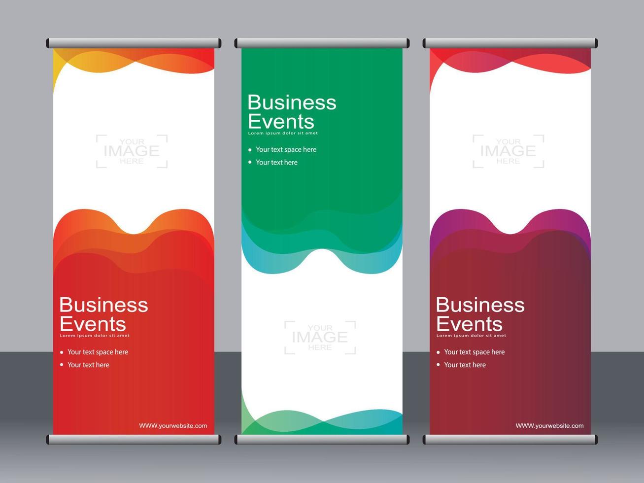 Business banner roll up set standee banner template. vector