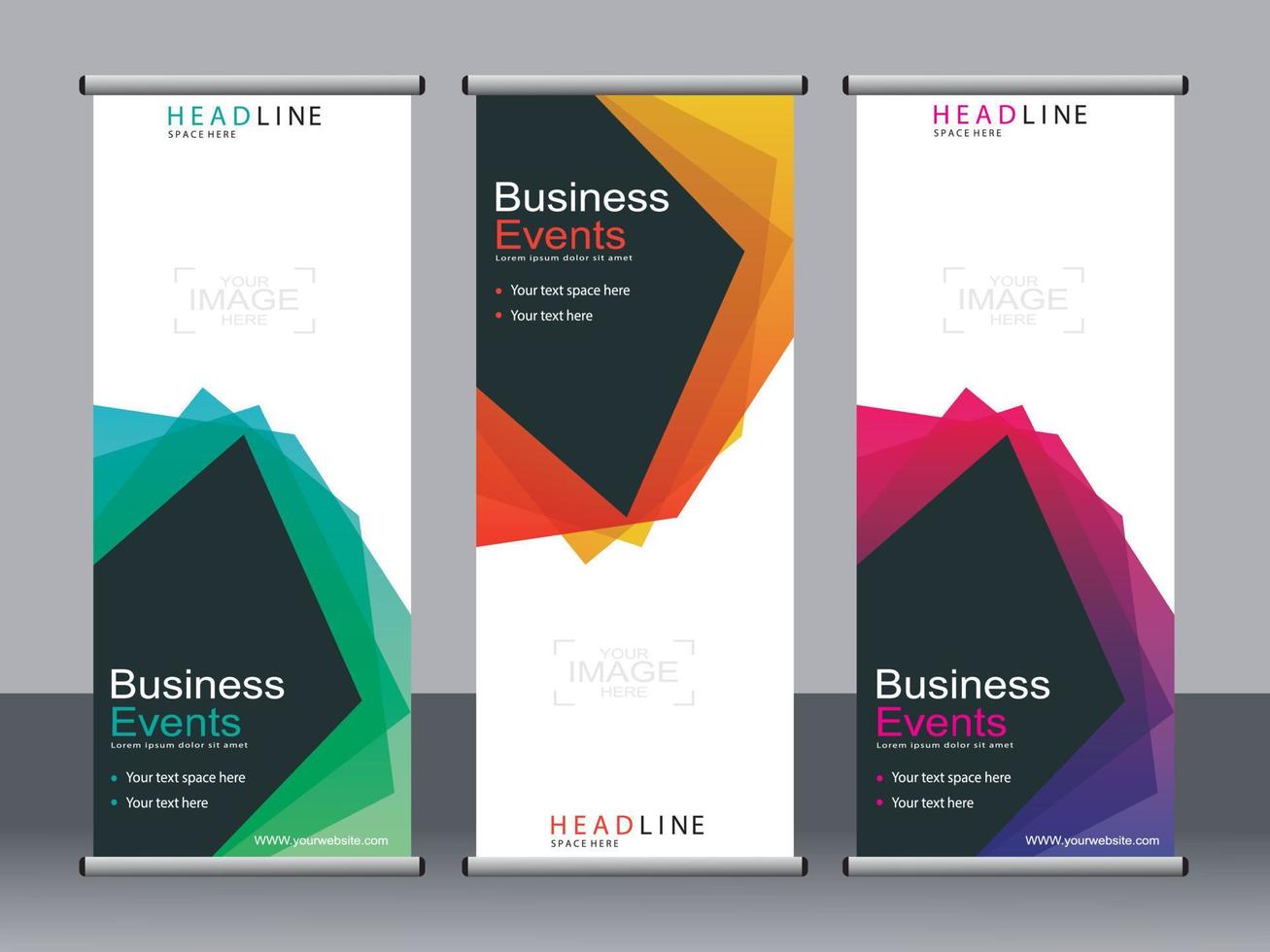 Business banner roll up set standee banner template. vector