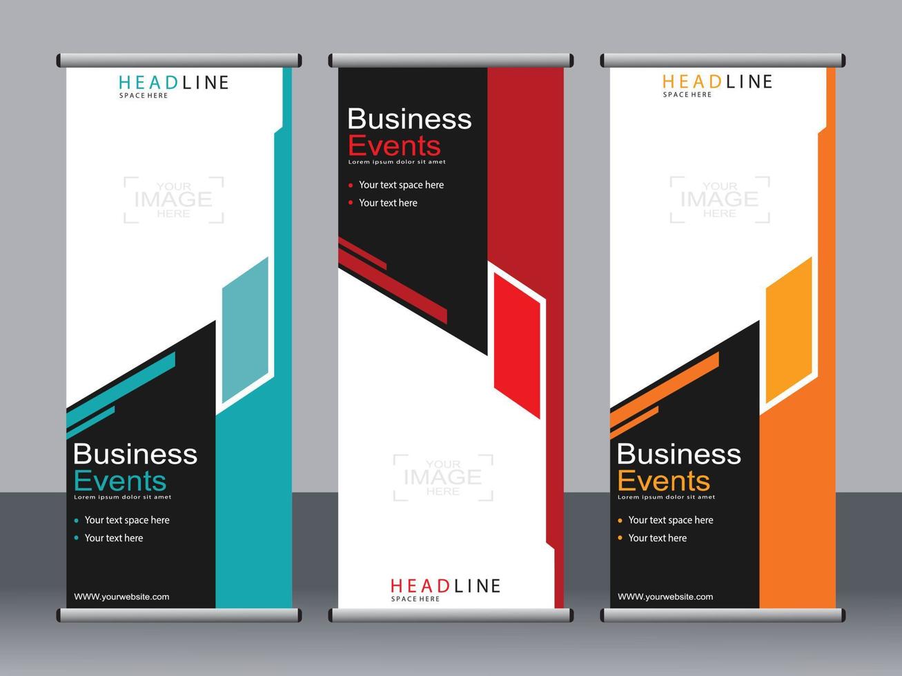 Business banner roll up set standee banner template. vector