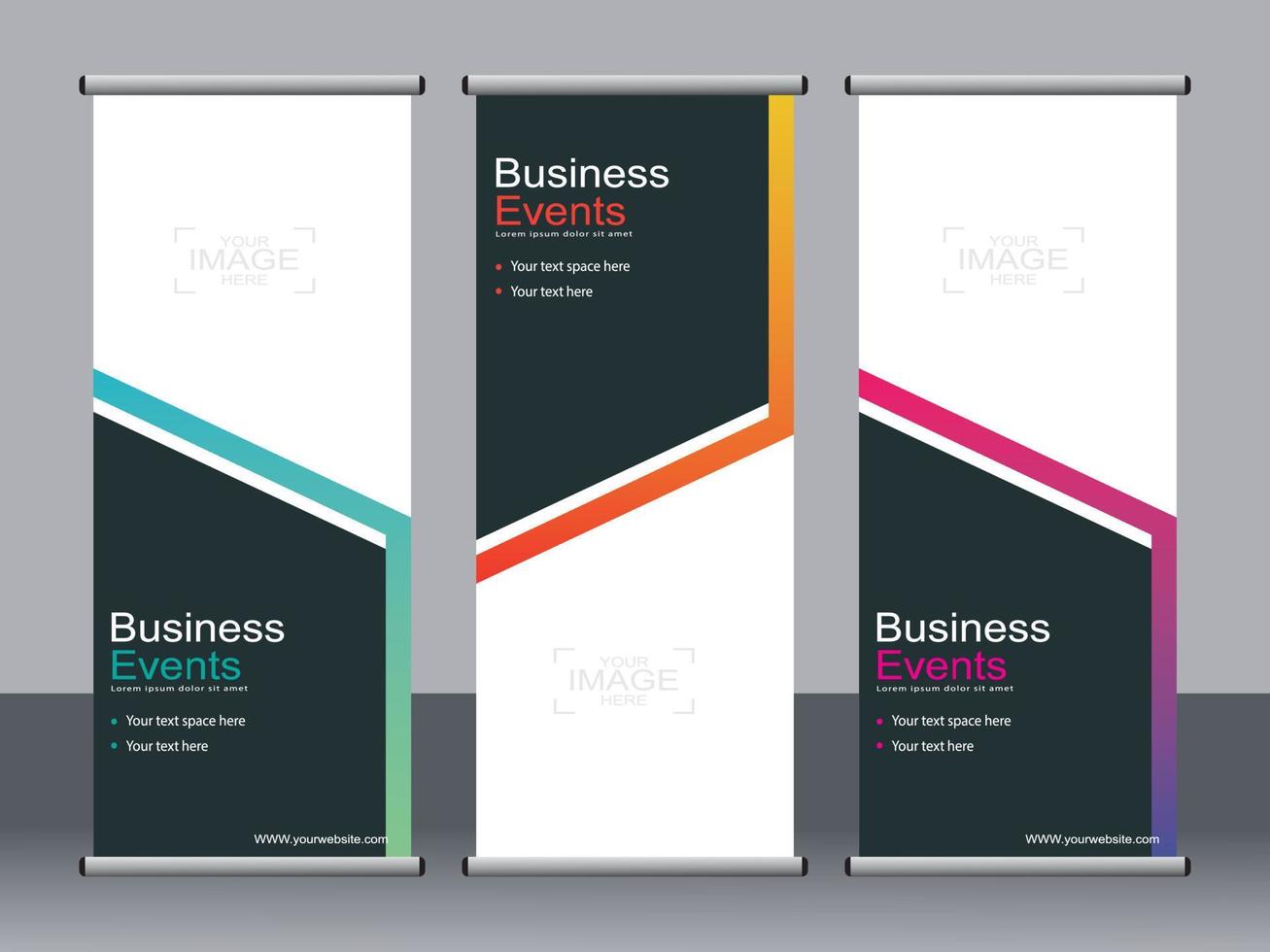 Business banner roll up set standee banner template. vector