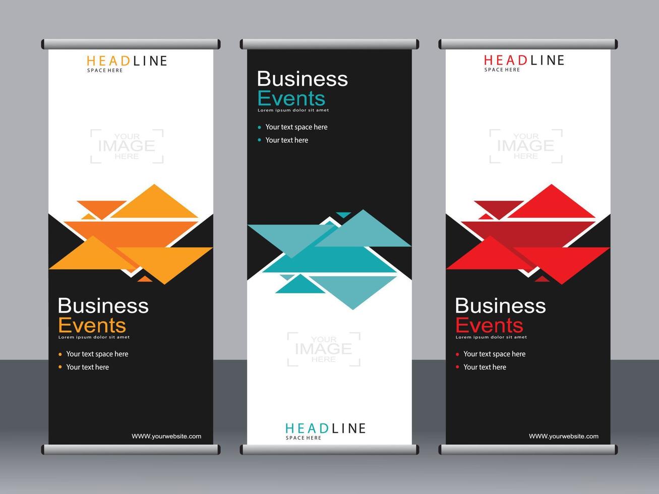 Business banner roll up set standee banner template. vector