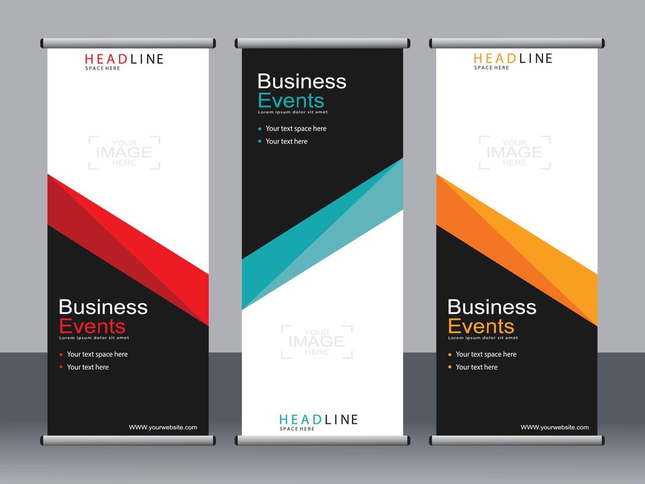 Business banner roll up set standee banner template. vector