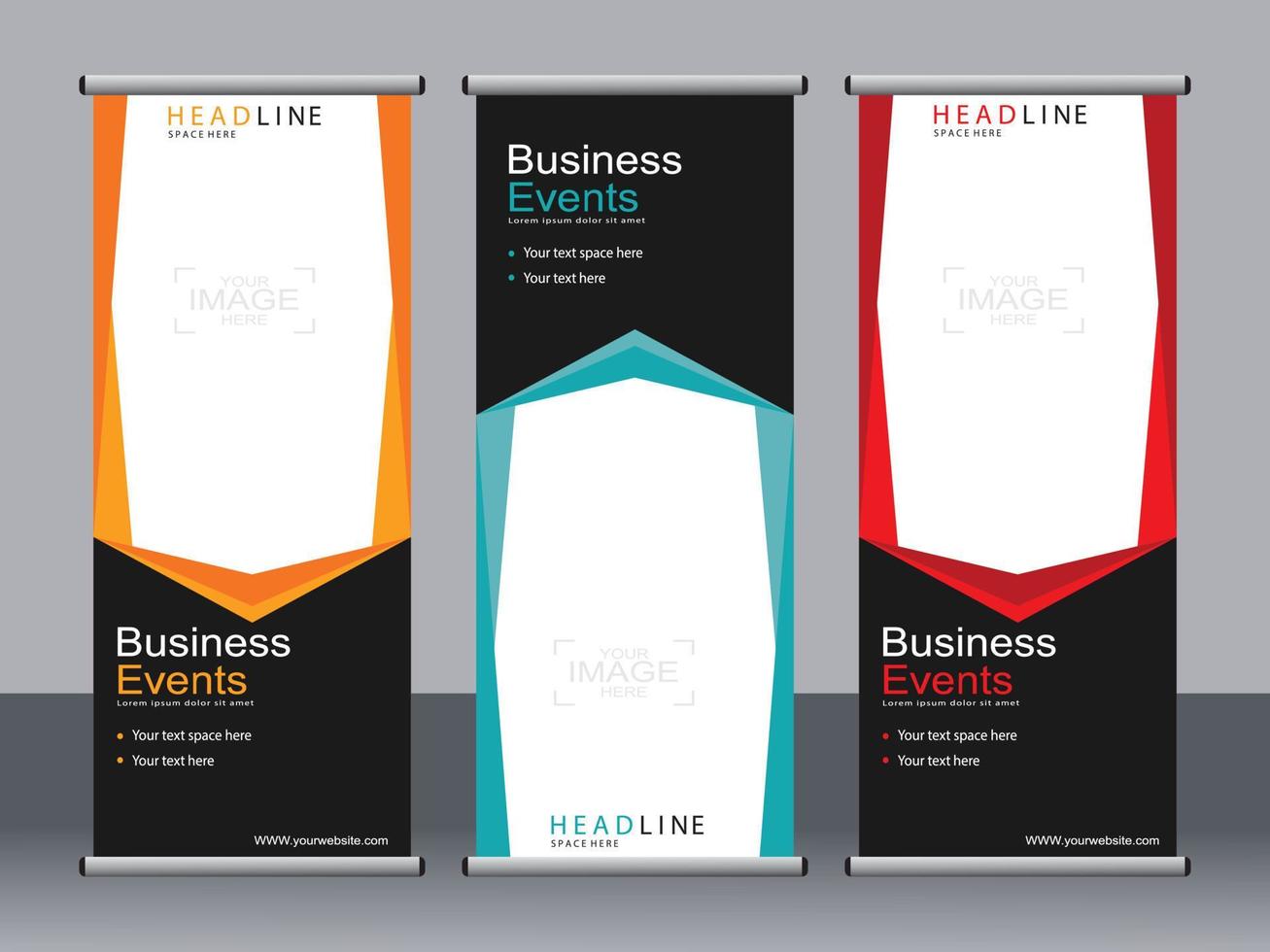 Business banner roll up set standee banner template. vector