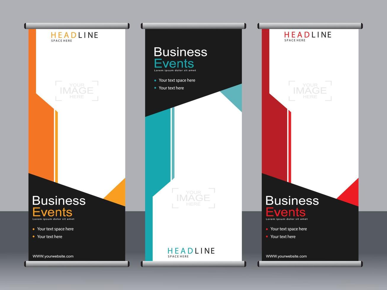 Business banner roll up set standee banner template. vector