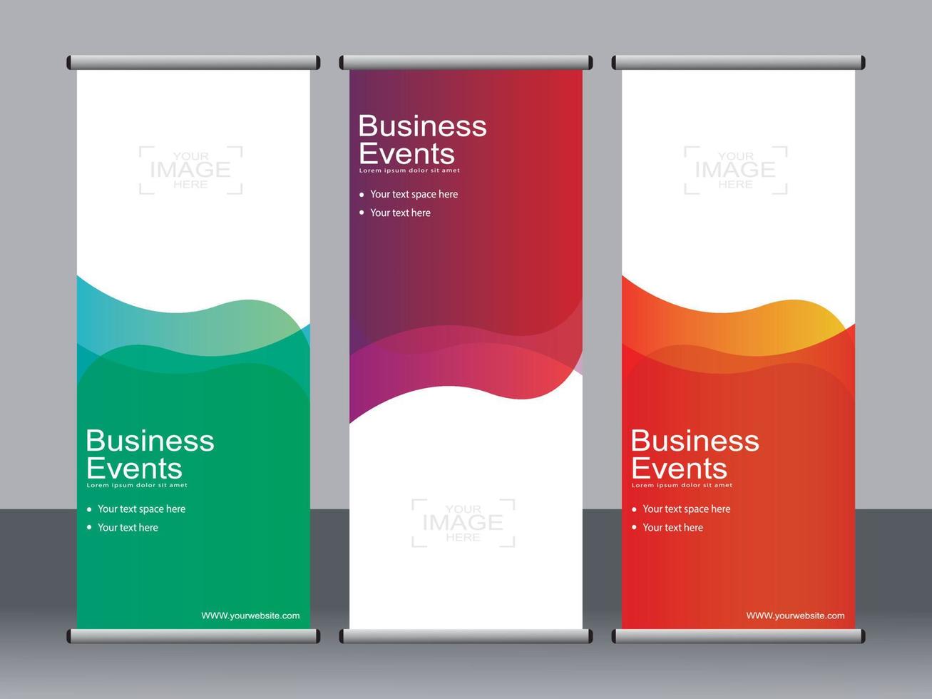 Business banner roll up set standee banner template. vector