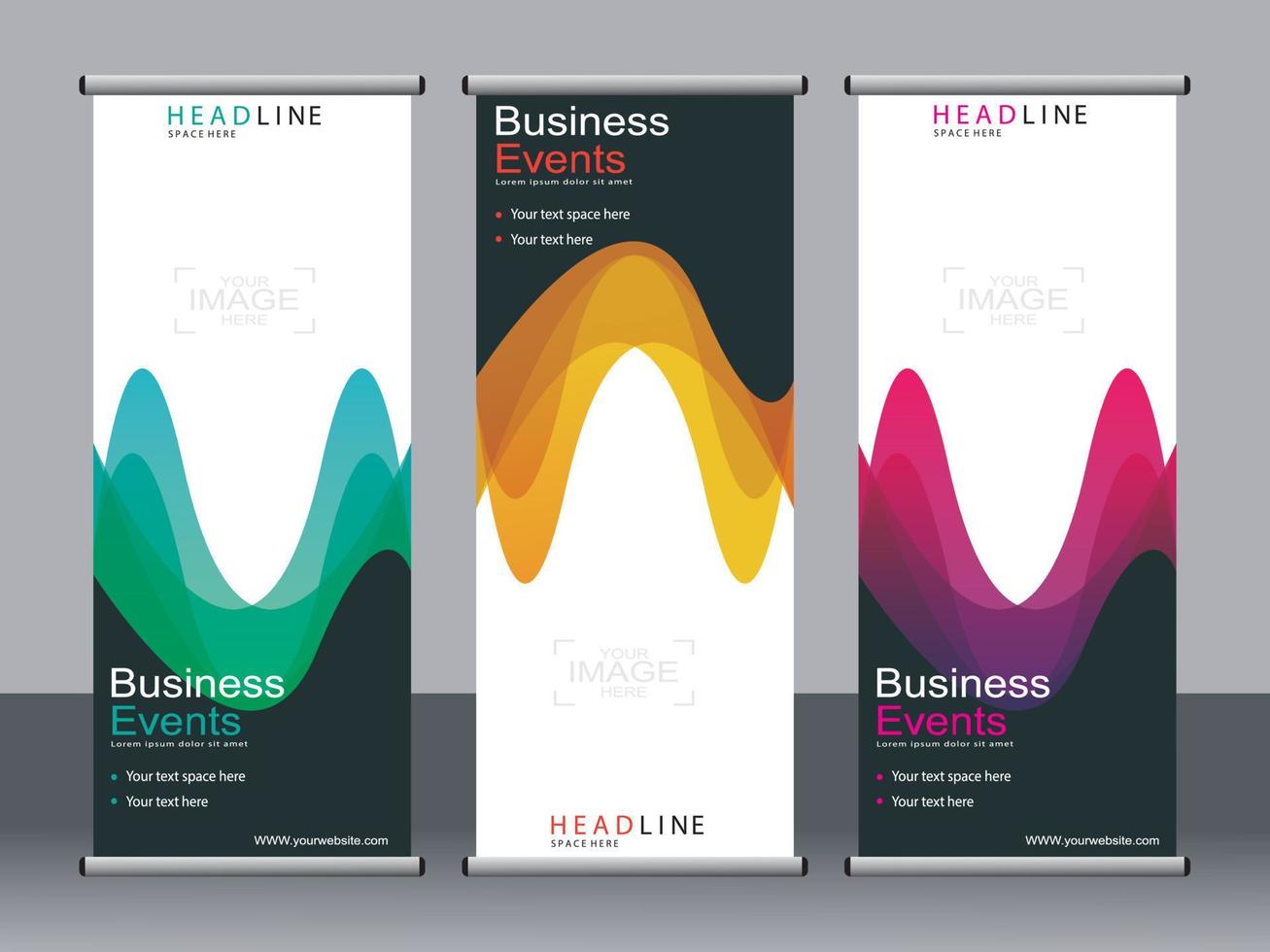 Business banner roll up set standee banner template. vector