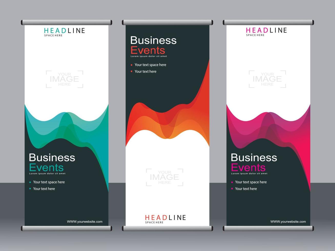 Business banner roll up set standee banner template. vector