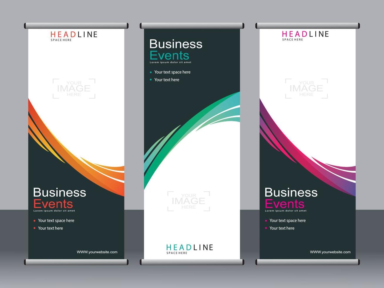 Business banner roll up set standee banner template. vector