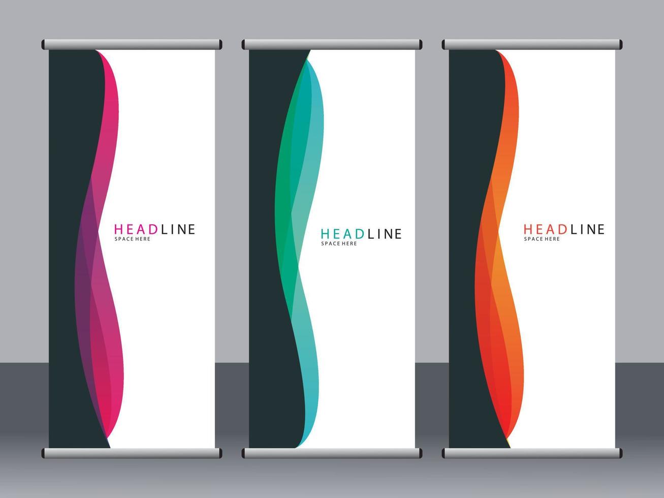 Business banner roll up set standee banner template. vector