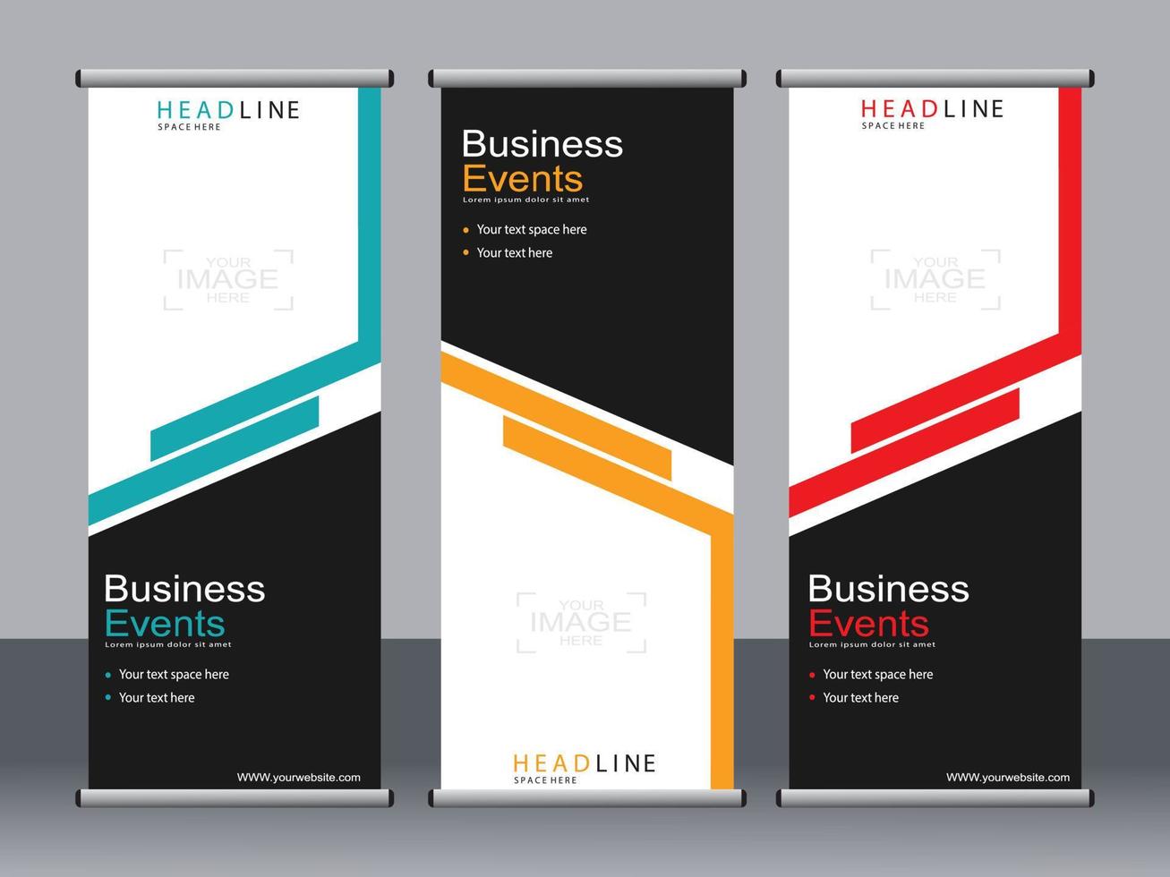 Business banner roll up set standee banner template. vector