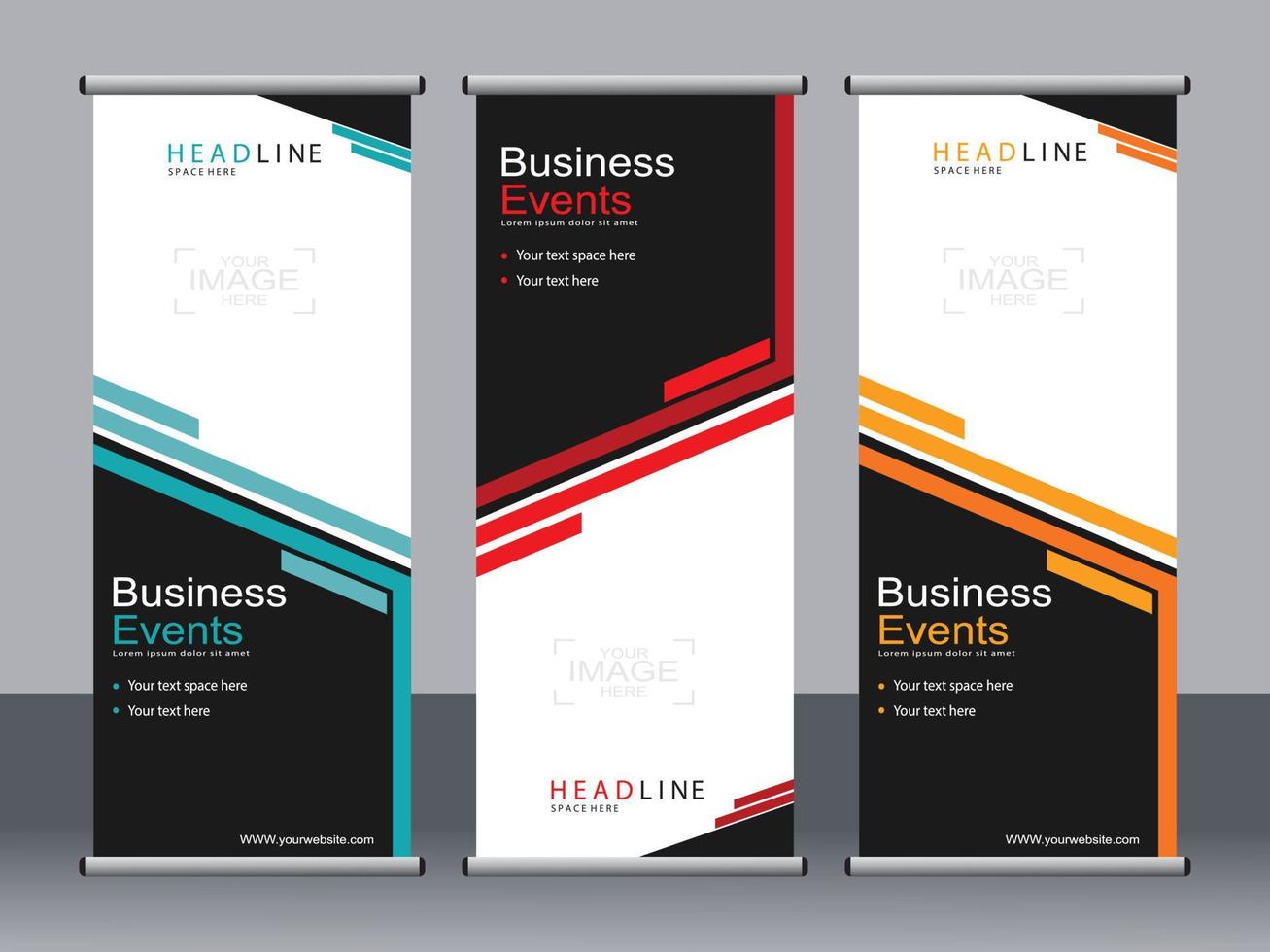 Business banner roll up set standee banner template. vector