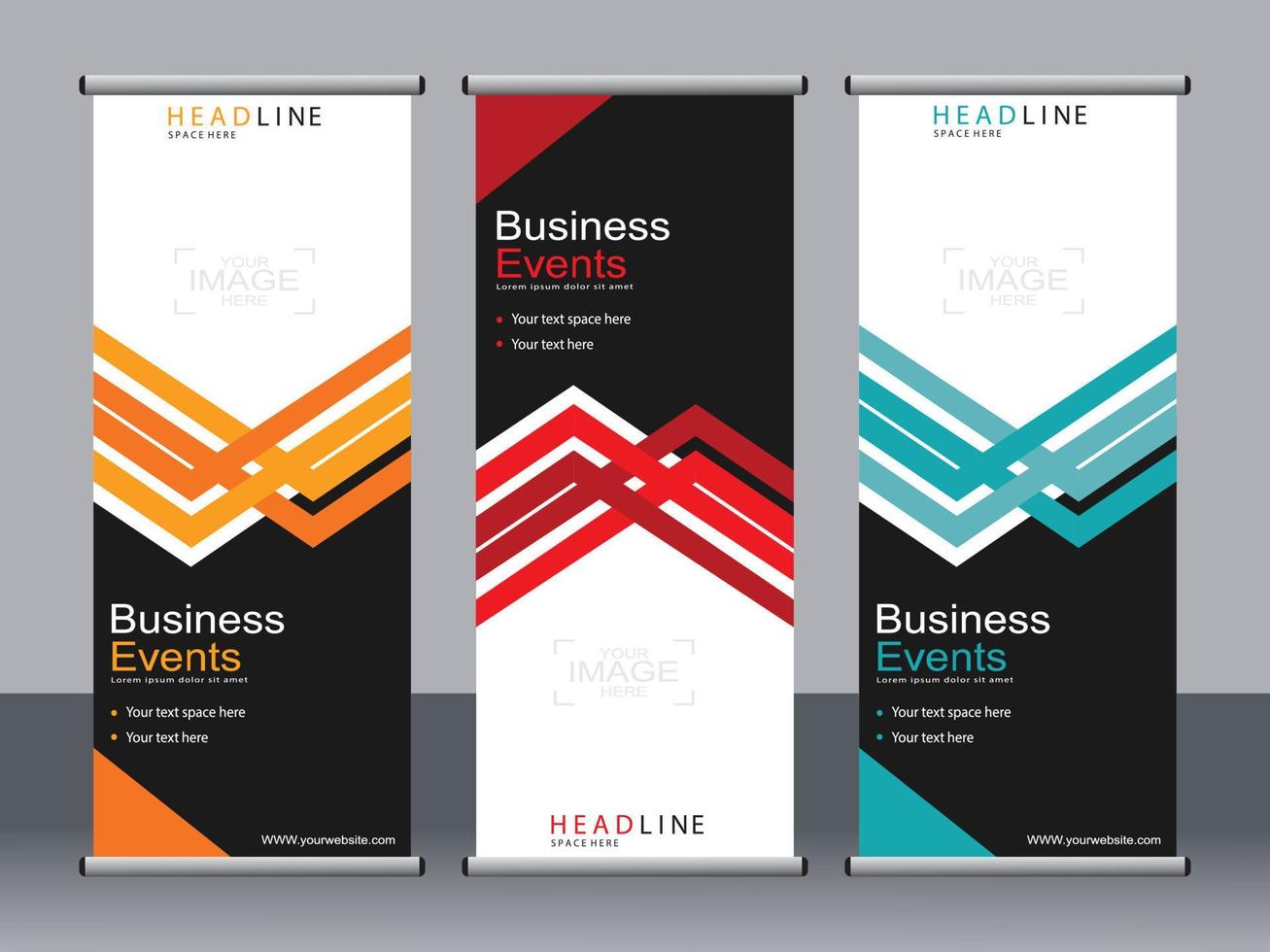 Business banner roll up set standee banner template. vector