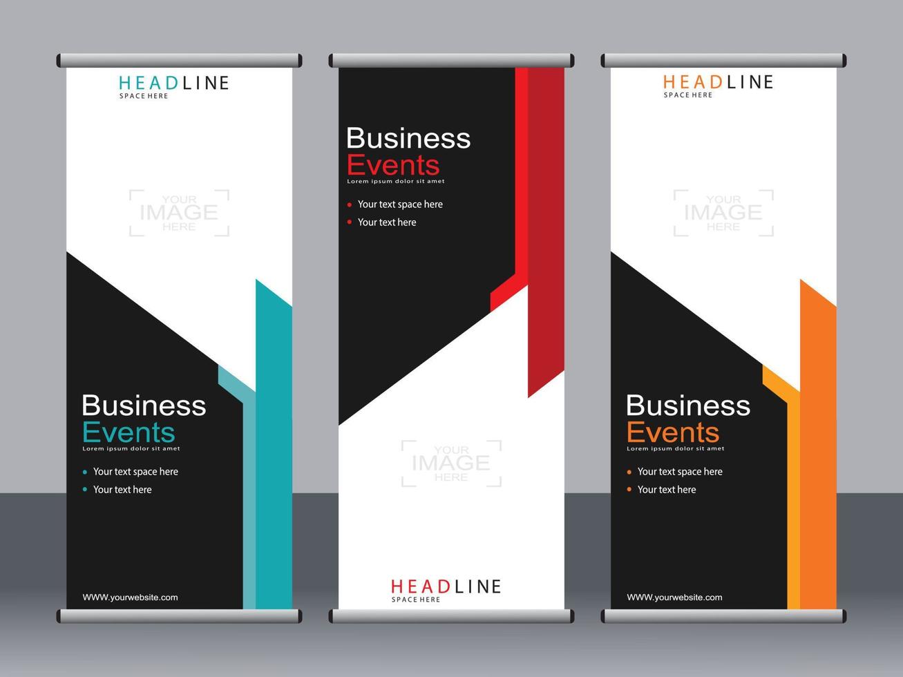 Business banner roll up set standee banner template. vector