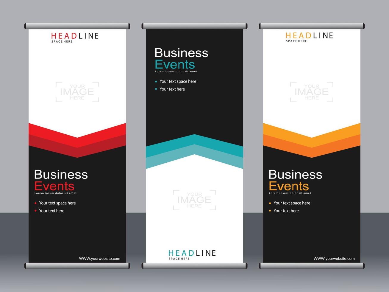 Business banner roll up set standee banner template. vector