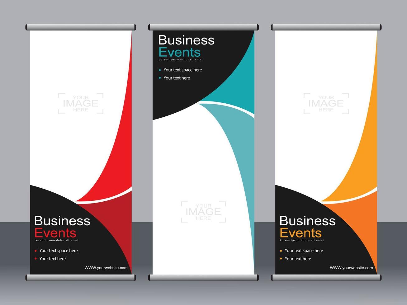 Business banner roll up set standee banner template. vector