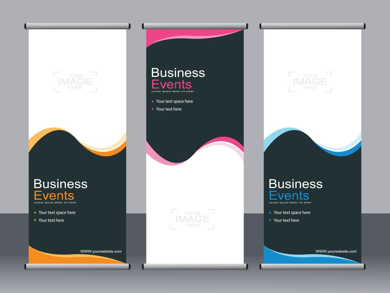 Business banner roll up set standee banner template. vector
