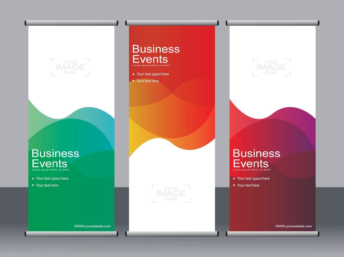 Business banner roll up set standee banner template. vector
