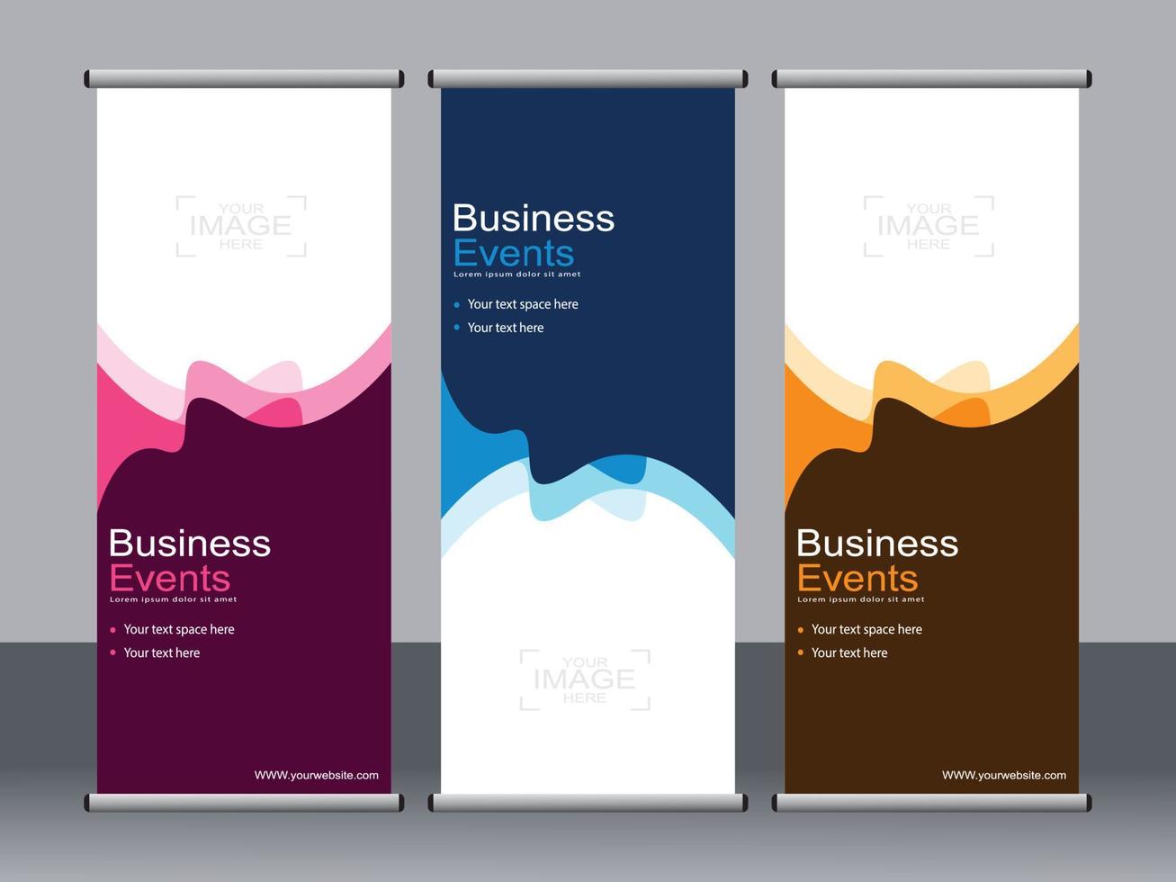 Business banner roll up set standee banner template. vector