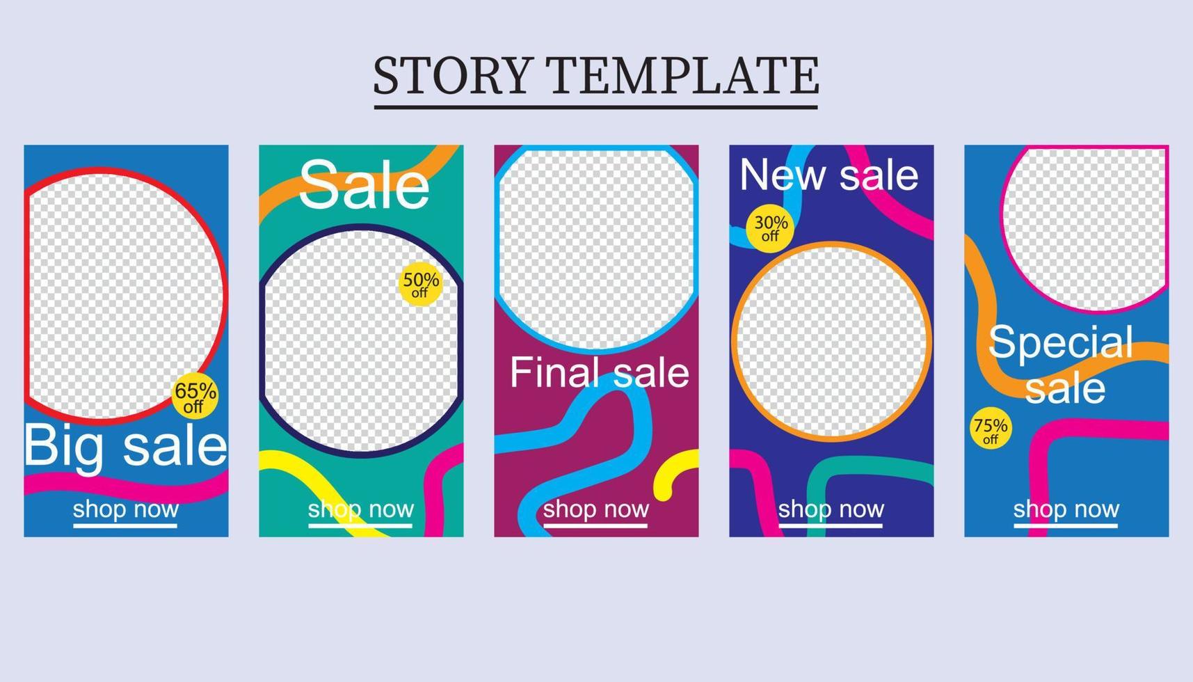 set of five abstract vector banners for social networks stories.