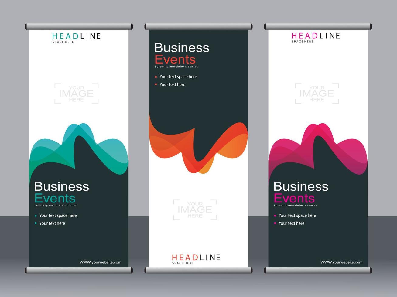 Business banner roll up set standee banner template. vector