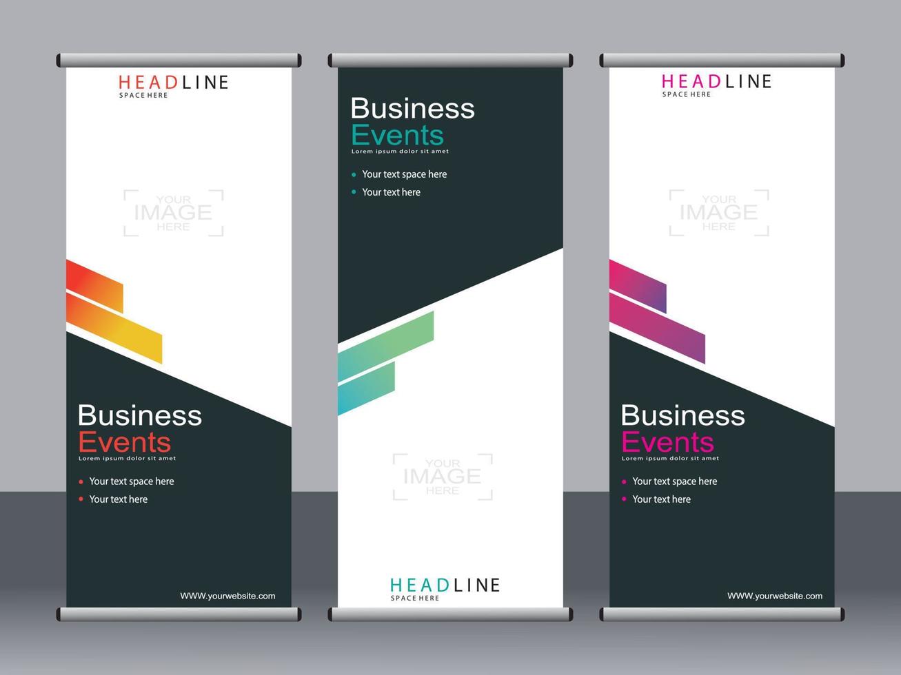 Business banner roll up set standee banner template. vector