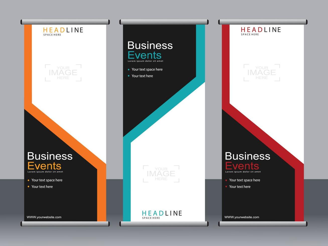 Business banner roll up set standee banner template. vector