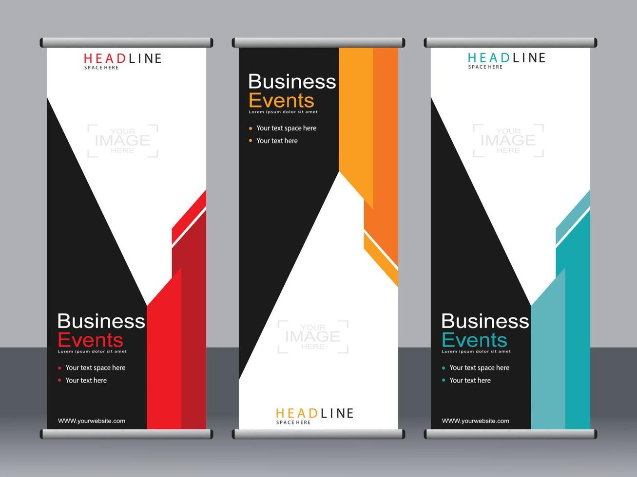 Business banner roll up set standee banner template. vector