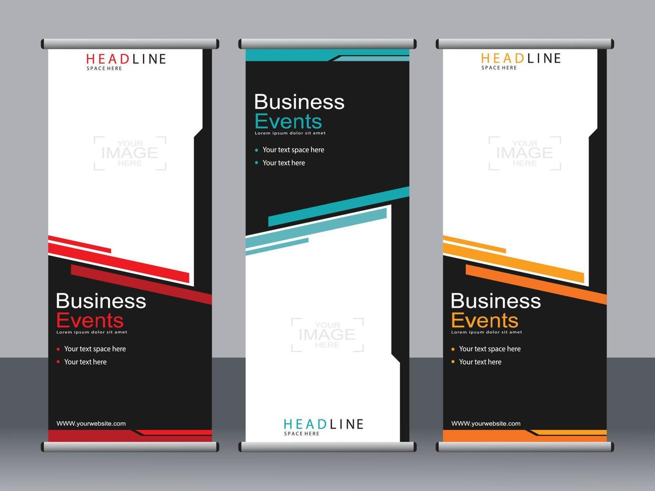 Business banner roll up set standee banner template. vector