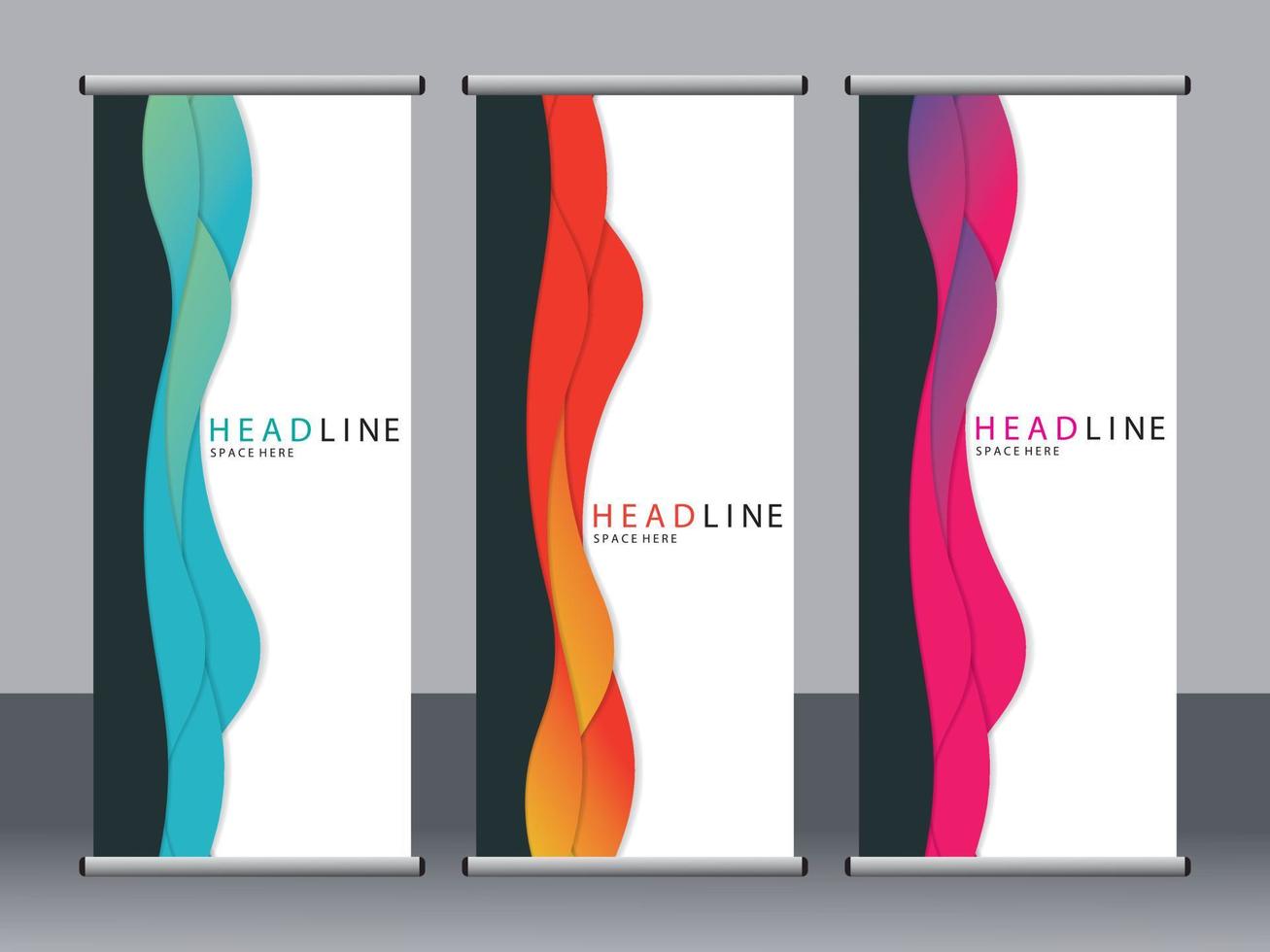 Business banner roll up set standee banner template. vector