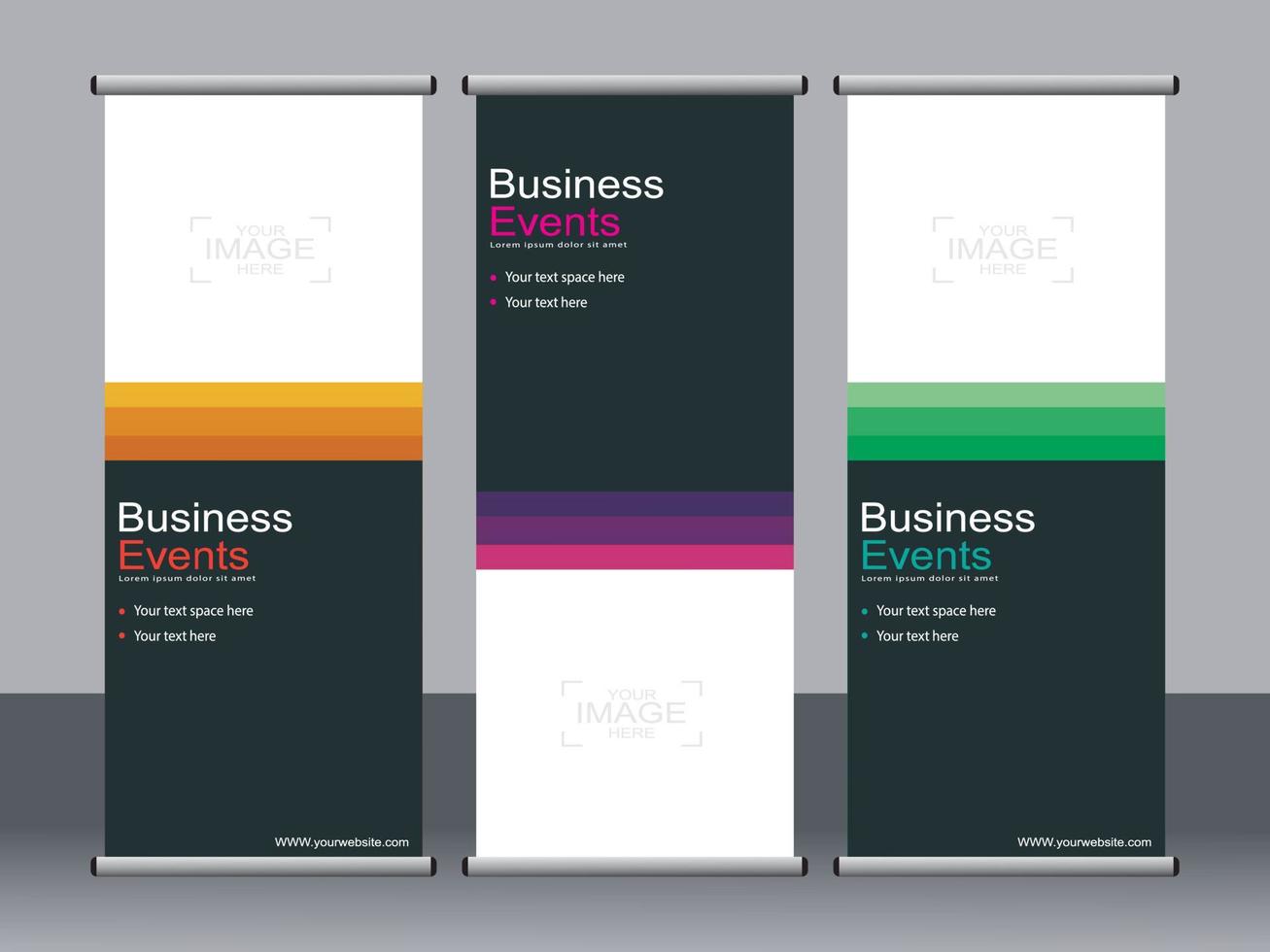 Business banner roll up set standee banner template. vector