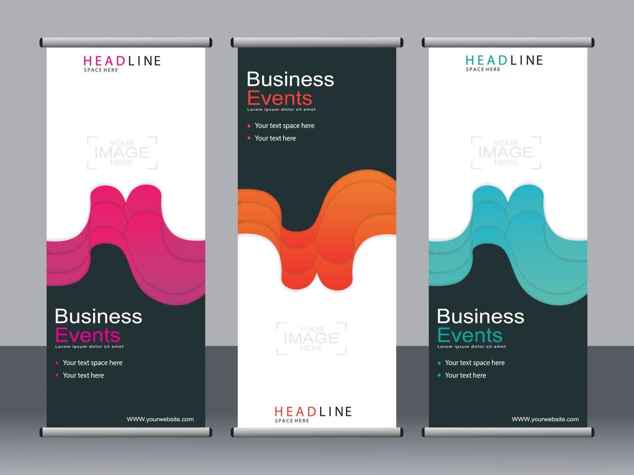 Business banner roll up set standee banner template. vector