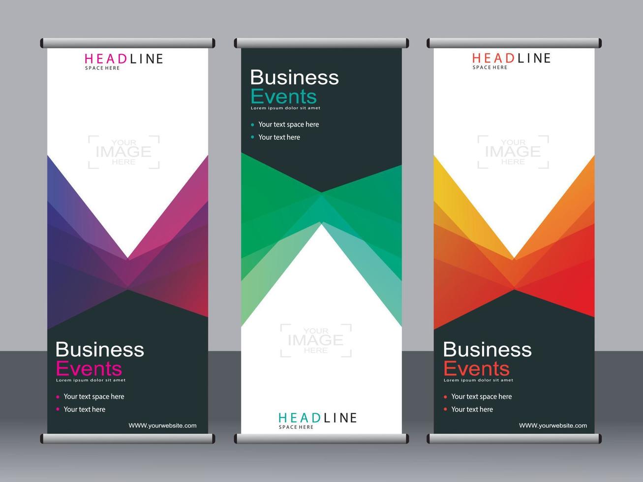 Business banner roll up set standee banner template. vector