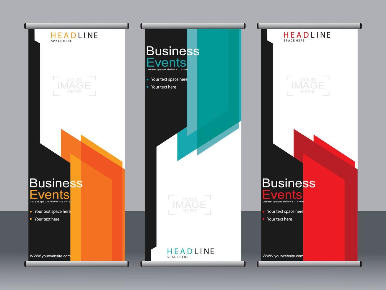 Business banner roll up set standee banner template. vector