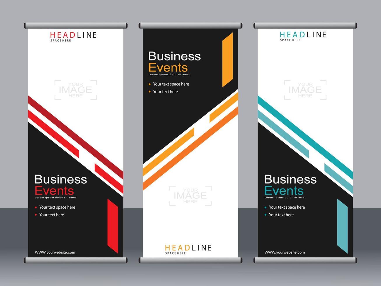 Business banner roll up set standee banner template. vector